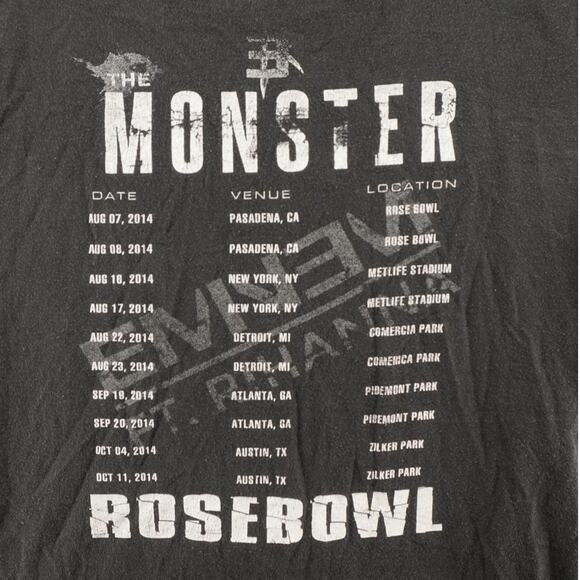 Eminem Ft. Rihanna The Monster Tour 2014 Rose Bowl Vintage Rap Tee Black XL - Picture 5 of 5